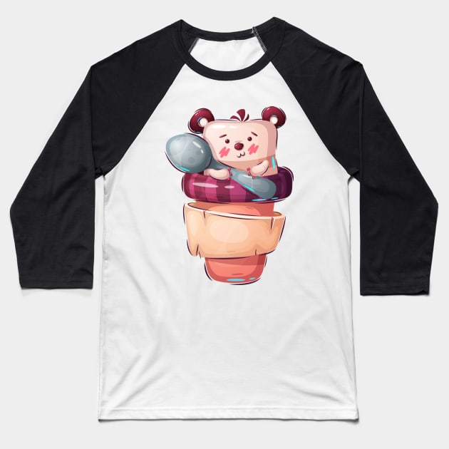 cartoon bear Baseball T-Shirt by GiftsRepublic